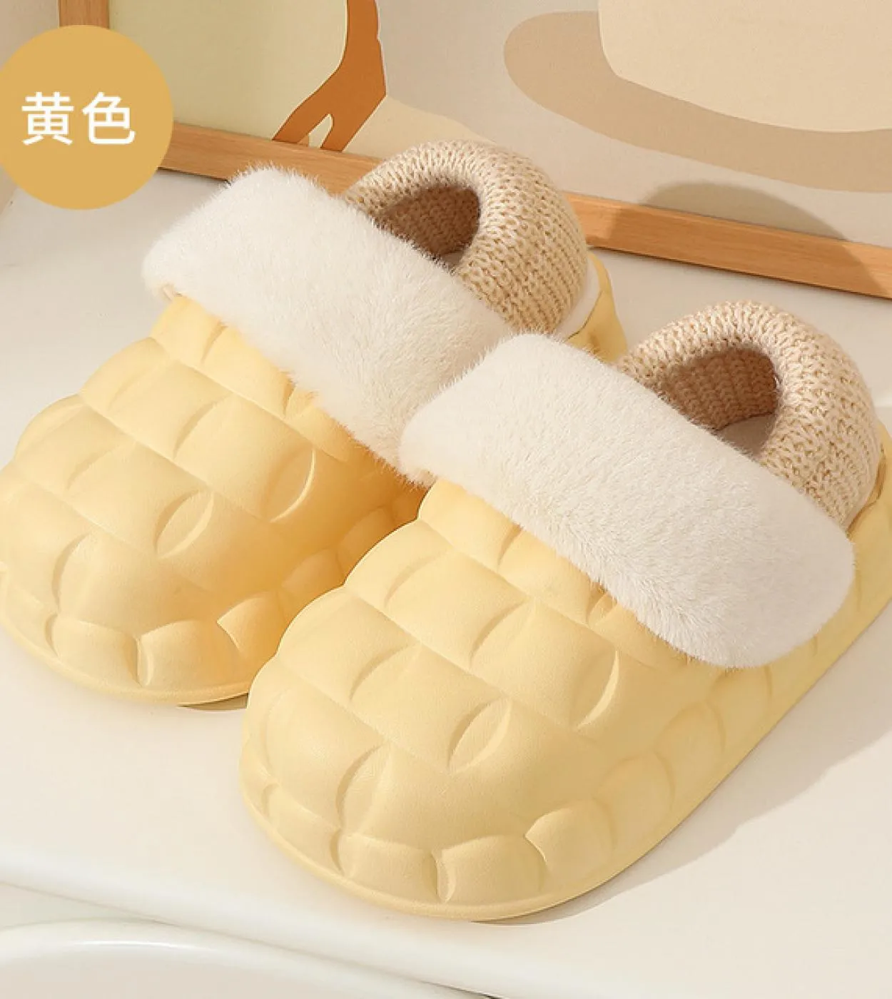 2023 New Winter Women Pantofole impermeabili con piattaforma spessa Pantofole piatte antiscivolo semplici femminili Caldo peluch