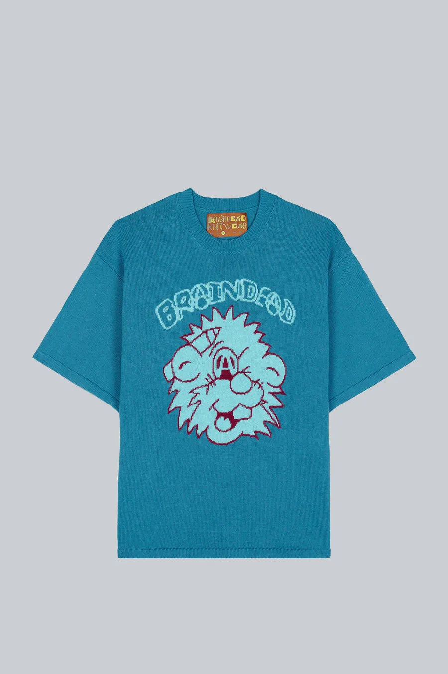 BRAIN DEAD ANARCHY WINK SHORT SLEEVE KNIT SWEATER SEAFOAM