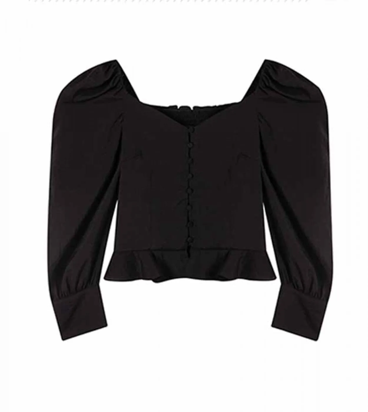 Camicie da donna a maniche lunghe a sbuffo tinta unita nere Camicie con scollo a V Camicetta slim fit stile cardigan moda autunn