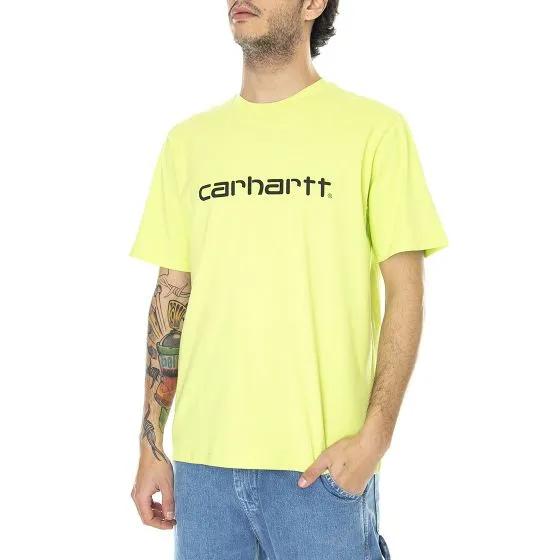 CARHARTT WIP S/S Script T-Shirt Lime / Black - Maglietta Girocollo Uomo Verde    