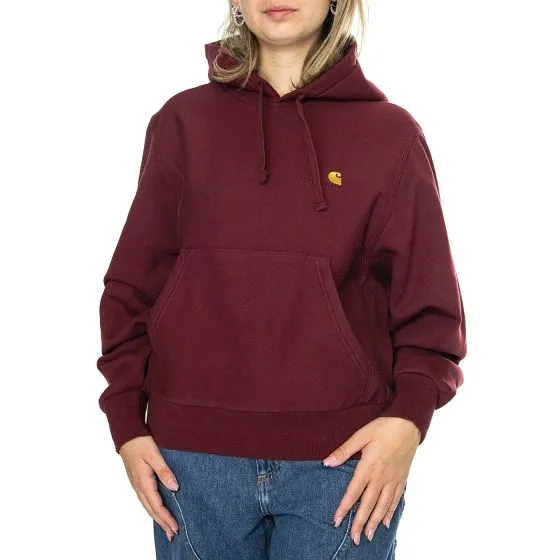 CARHARTT WIP W' HD American Script Sweat Malbec - Felpa con Cappuccio Donna Bordeaux    
