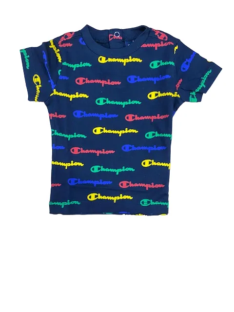 Champion completino da Bimbo Legacy American maglietta e pantaloncino 306303 BL501 NNY blu