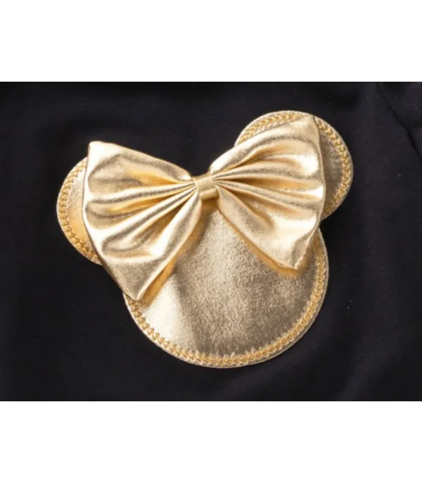 Completino bimba gold mickey bow