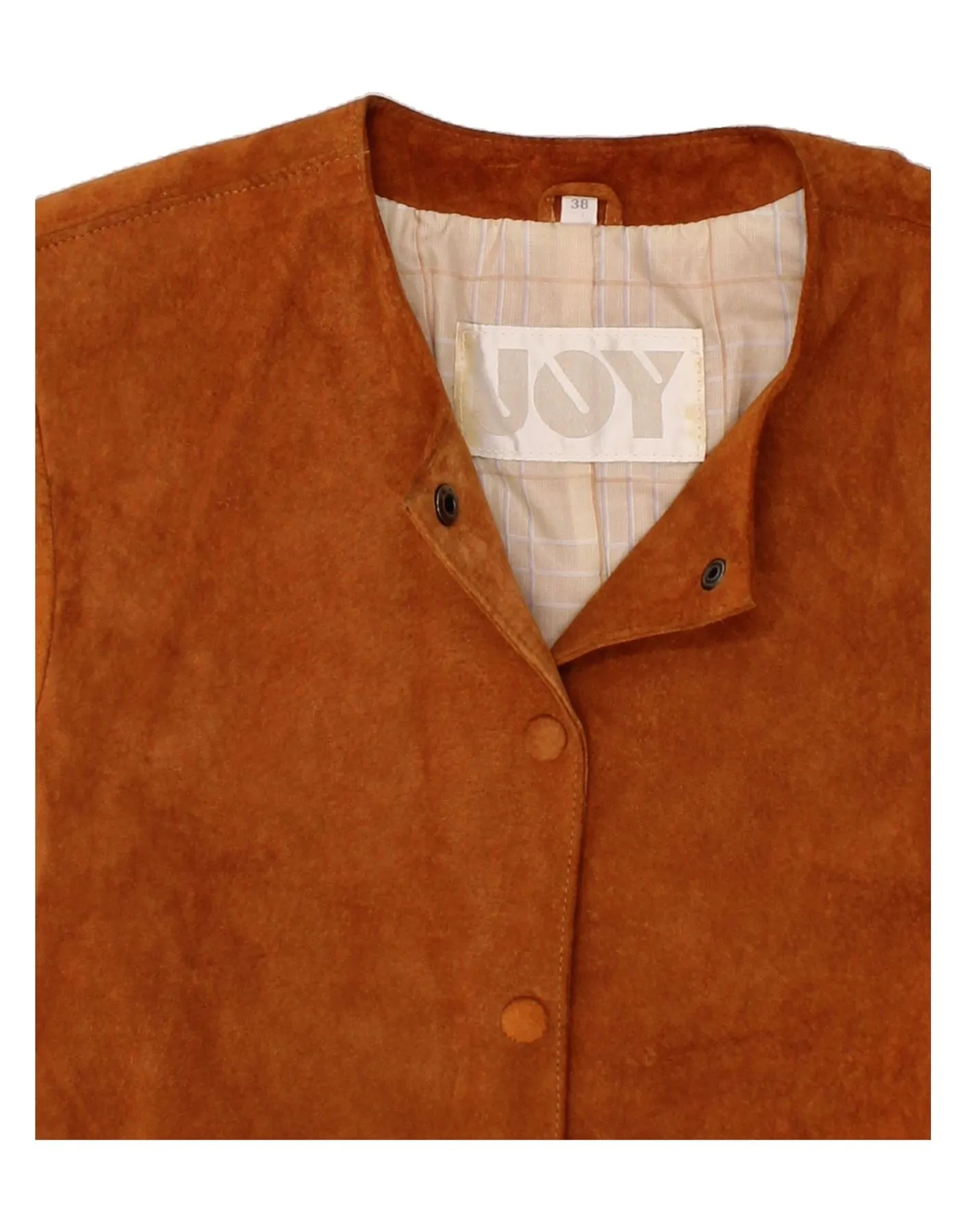 JOY Womens Crop Suede Jacket EU 38 Medium Brown Leather