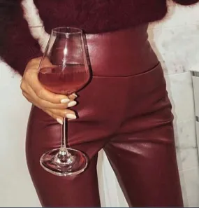 Leggings ecopelle colorati vita alta