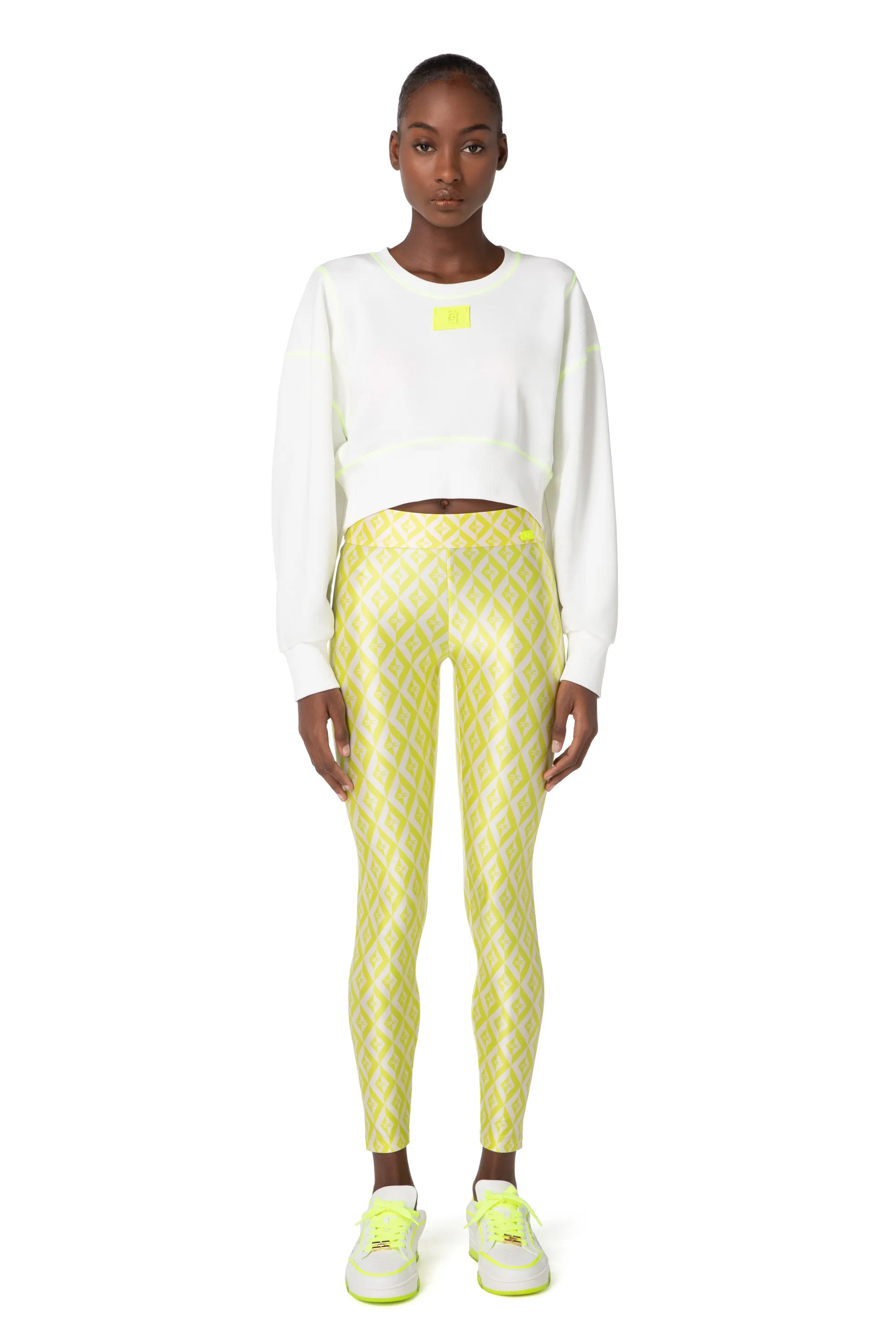 Leggings in lycra con stampa rombi