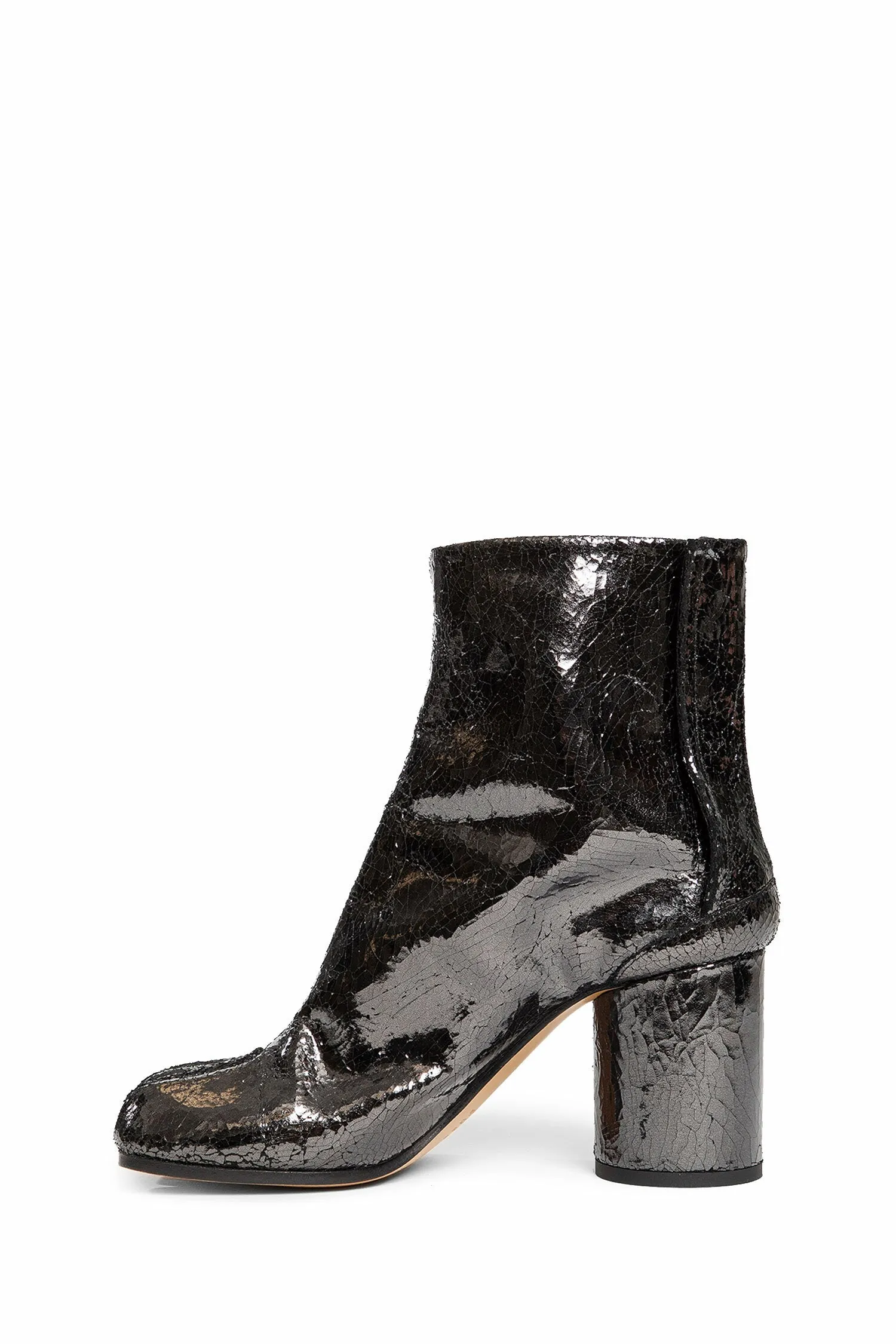 maison margiela  tabi ankle boots in crackled mirror leather 