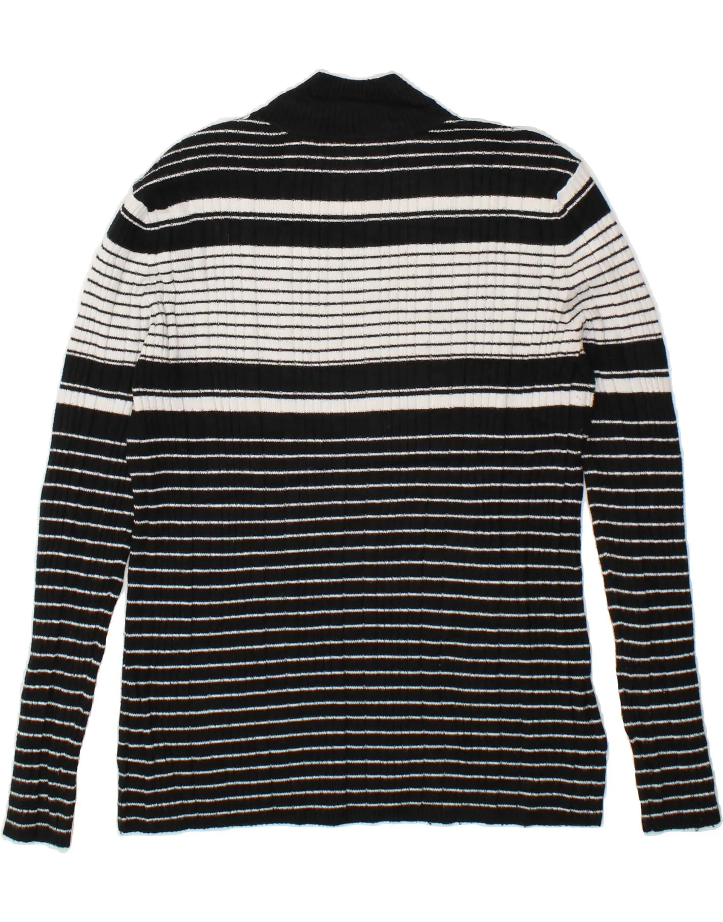 MOSSIMO Womens Turtle Neck Jumper Sweater UK 18 XL Black Striped Nylon