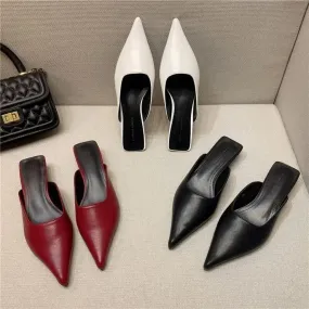 Nuove pantofole con tacco basso Pantofole estive con punta chiusa Décolleté casual Sandali stile street Slip on Mezze pantofole