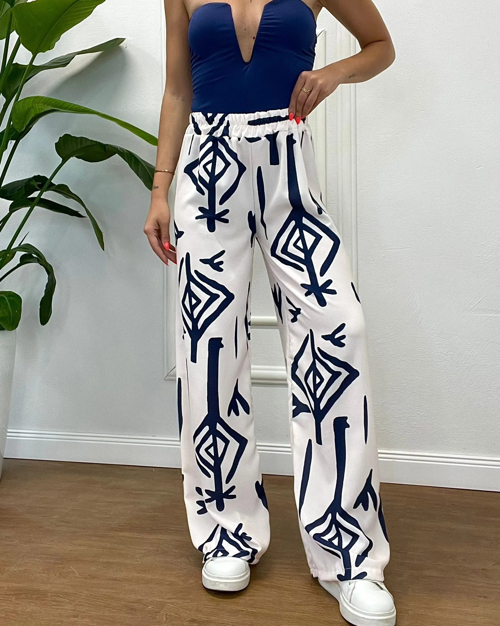 PANTALONE FANTASIA GEOMETRIC 805 blu