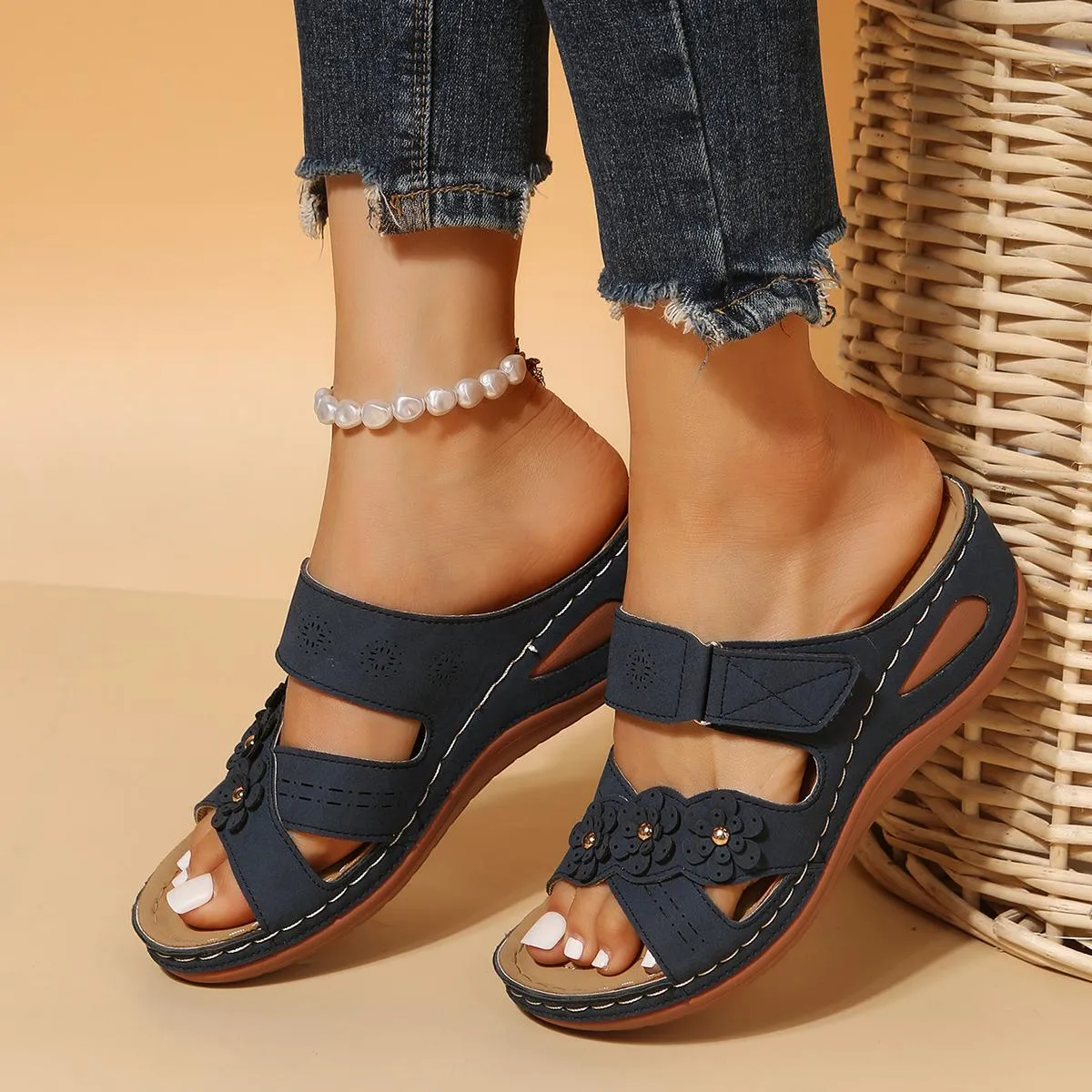 Sandali con zeppa da donna leggeri Sandali con cinturino incrociato estivo Sandali con tacco medio Sandali da donna con plateau