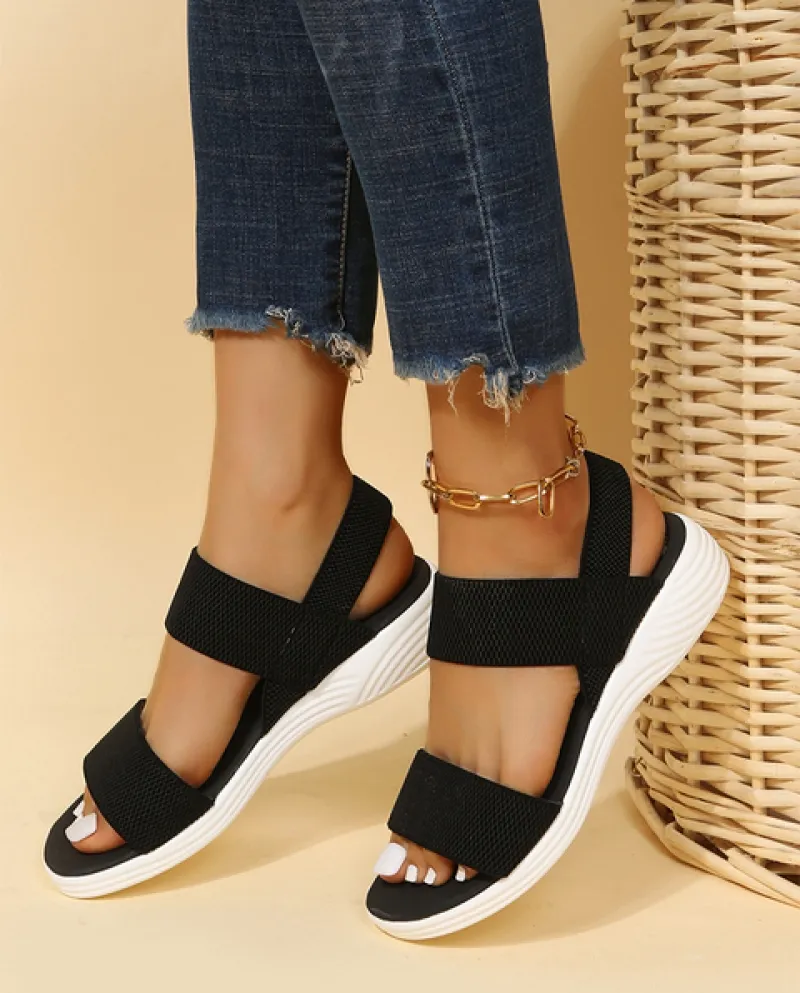 Sandali da donna in rete Nuove scarpe sportive casual 2022 Zeppe morbide e spesse estive Walking Slingback Pantofole da donna Pi
