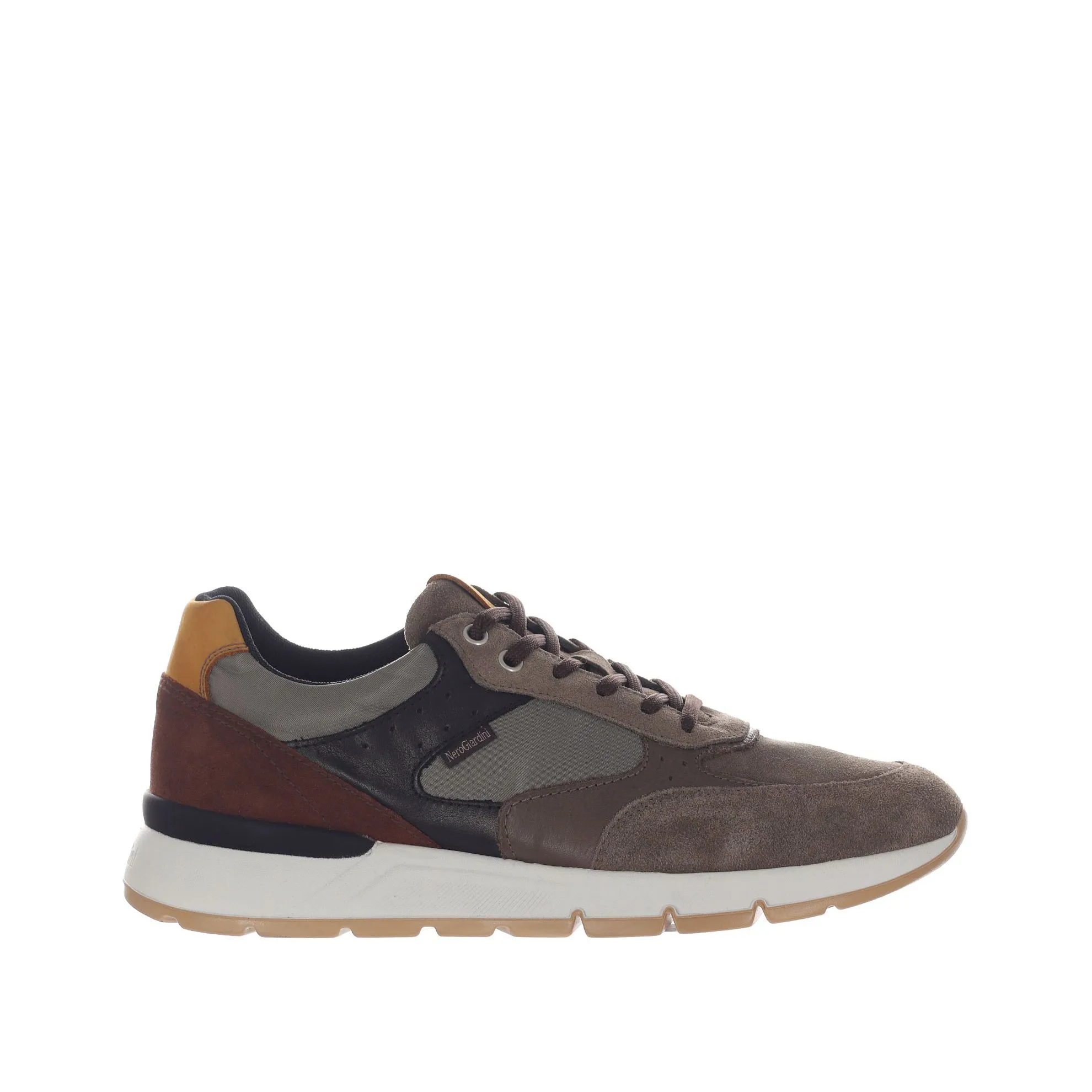 Sneaker in camoscio e tessuto tecnico