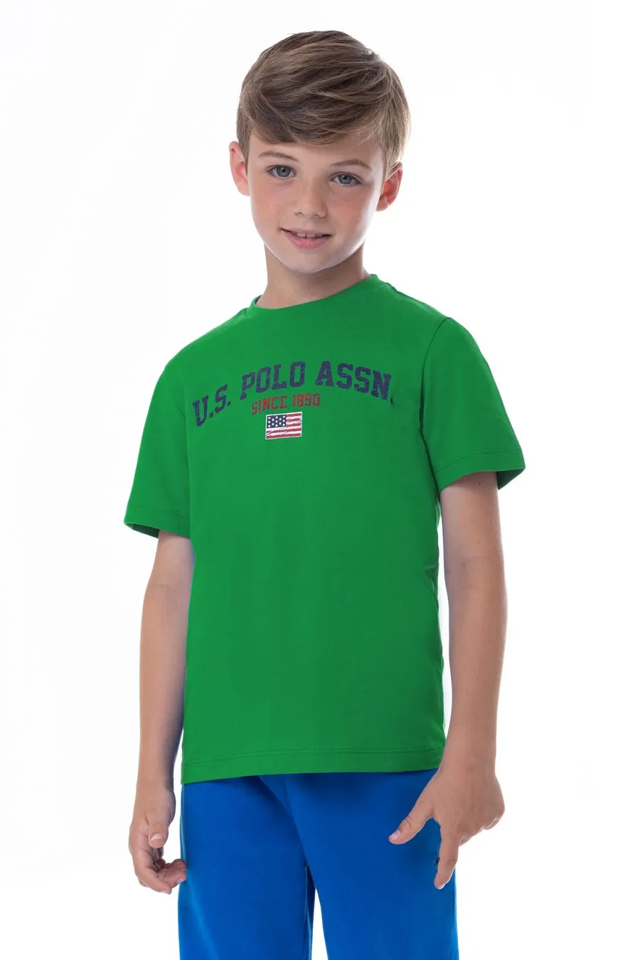 T-shirt a manica corta con scritta U.S. Polo Assn.