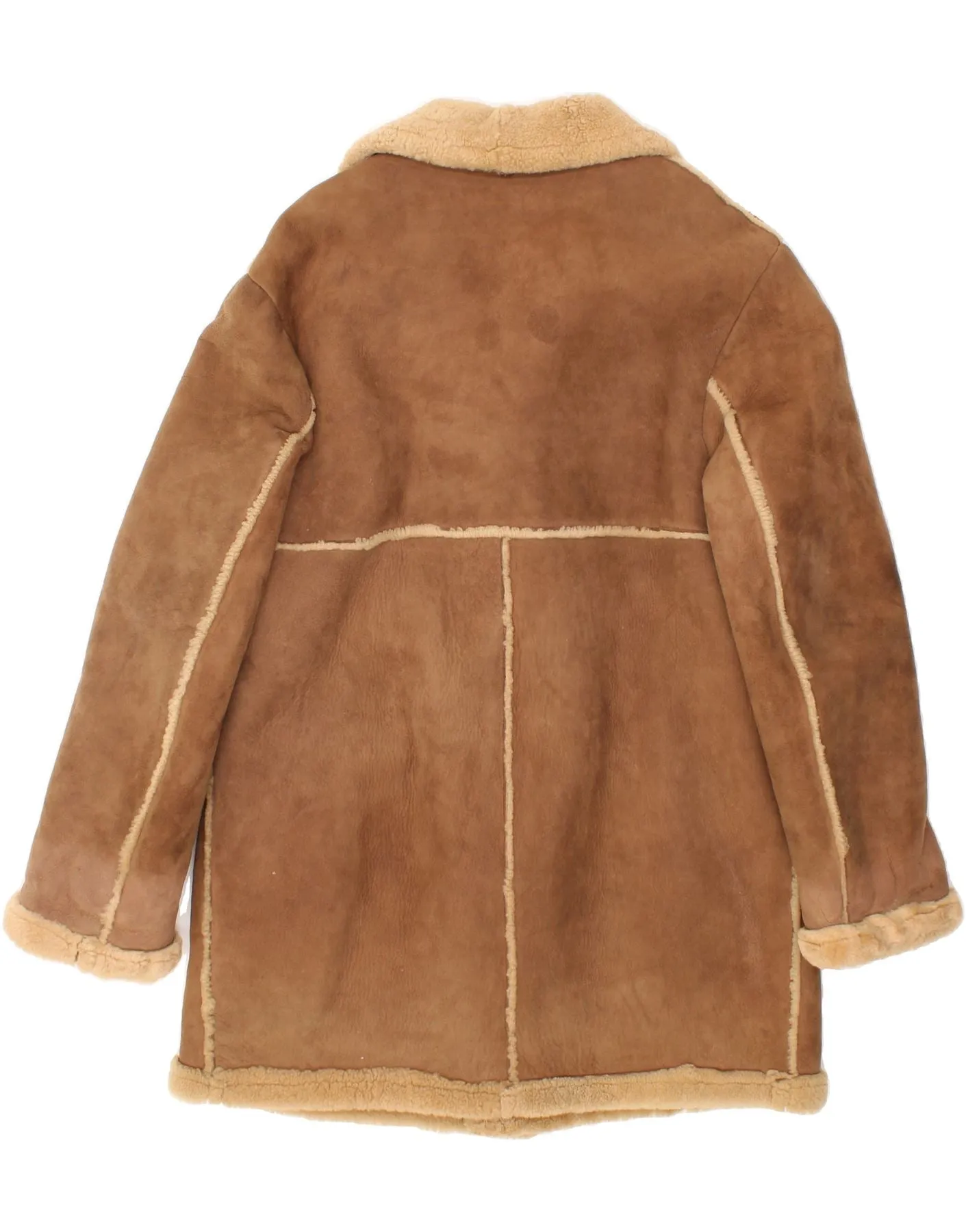VINTAGE Mens Shearling Jacket UK 38 Medium Brown Sheepskin